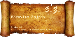 Borovits Zajzon névjegykártya